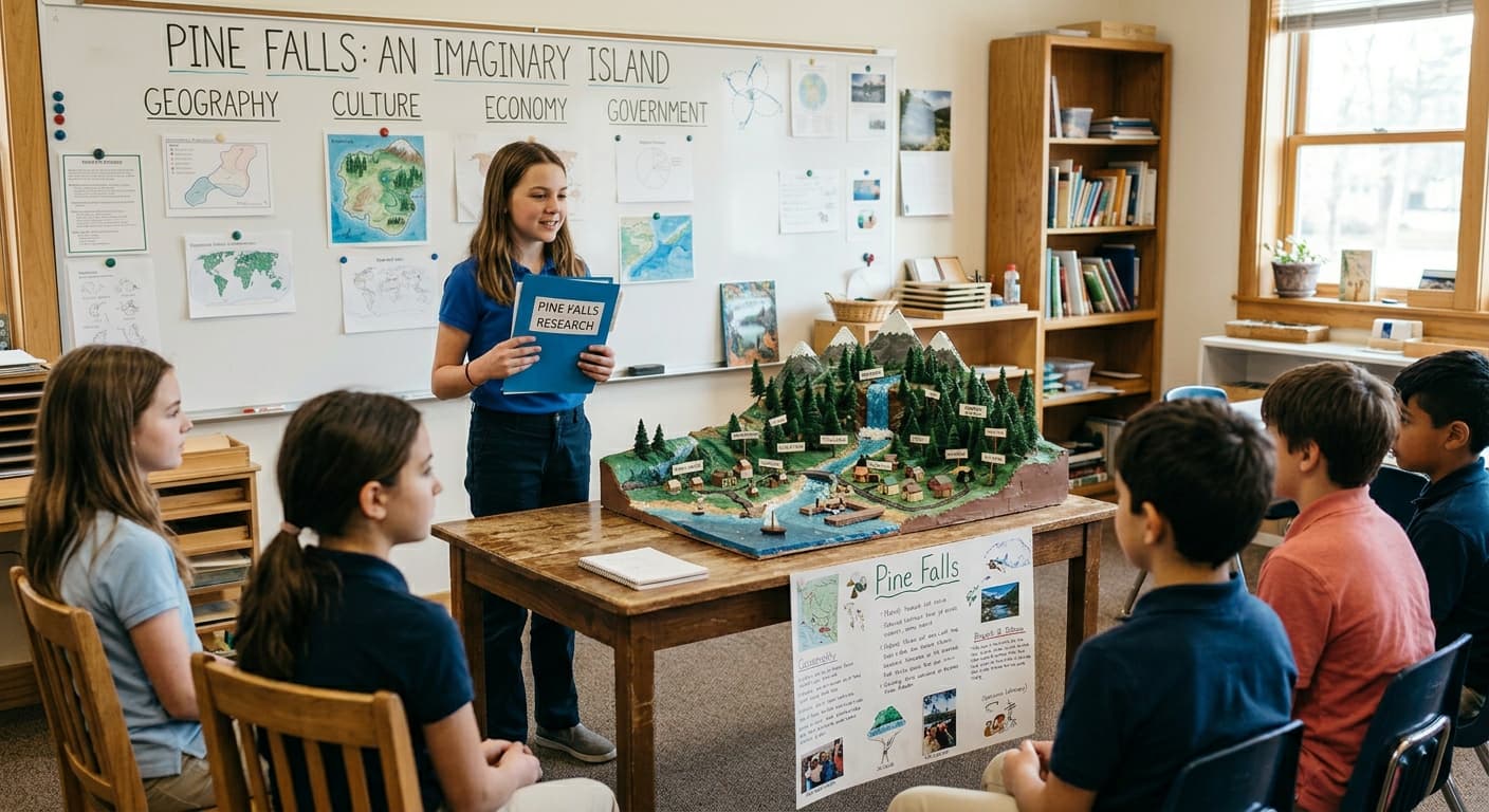 A student presenting to peers