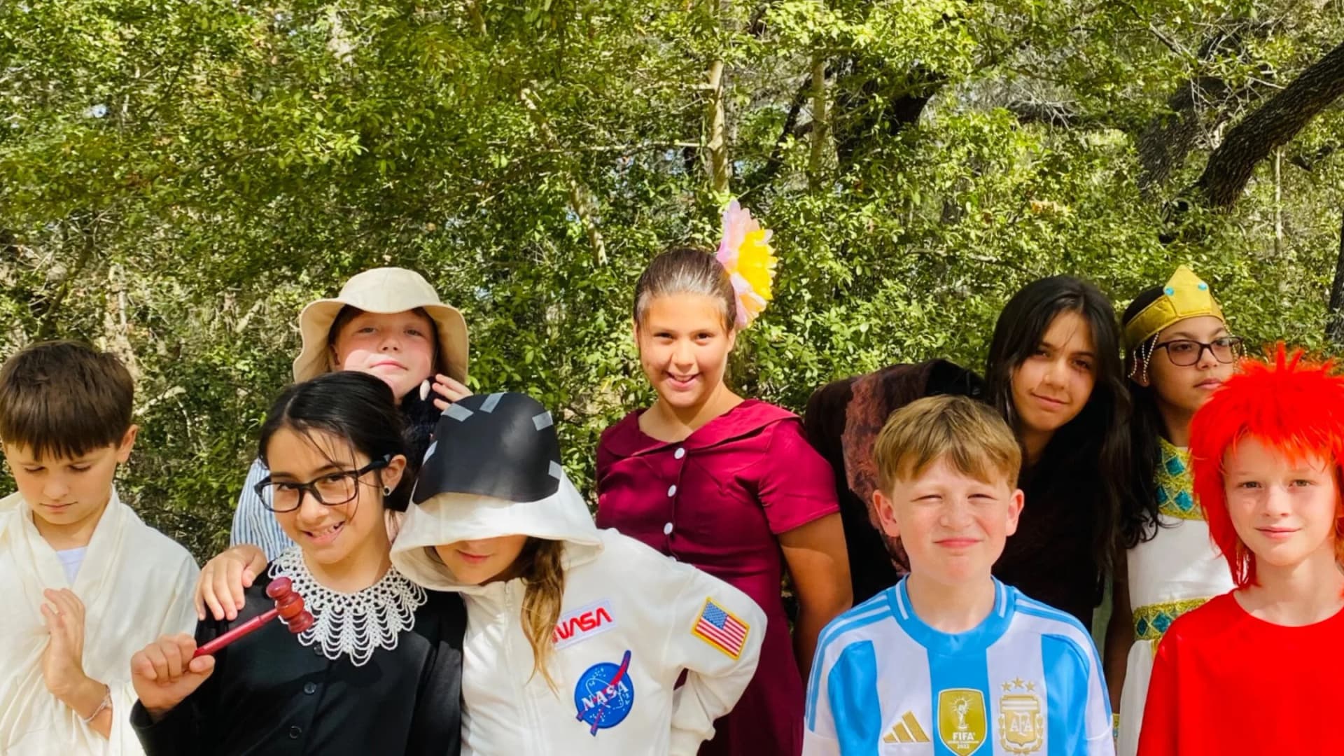 Students at the school wax museum event